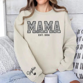 Custom Embroidered Applique Glitter Mama Sweatshirt - Gift for Mom