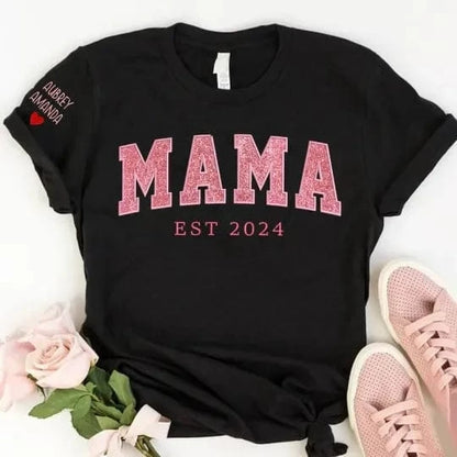 Custom Embroidered Applique Glitter Mama Sweatshirt - Gift for Mom