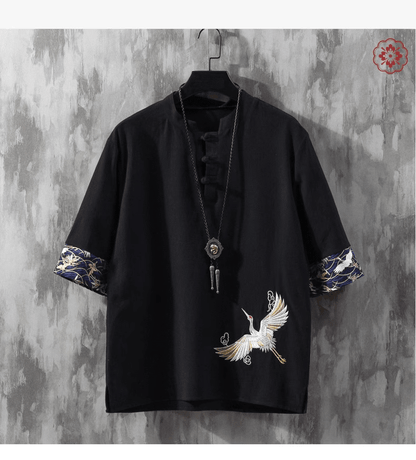 Summer thin loose embroidered linen boutique short sleeve T-shirt
