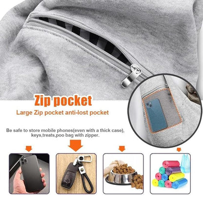 Personalised Grey dog Sling Carrier for small dog image - Custom embroidered pet sling Carrier - Custom hands free Doogie Sling chest bag