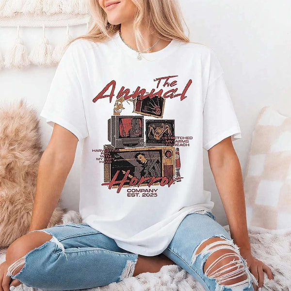 New Arrivals Short sleeve t-shirt 230g heavyweight cotton retro style TV graphic Unisex