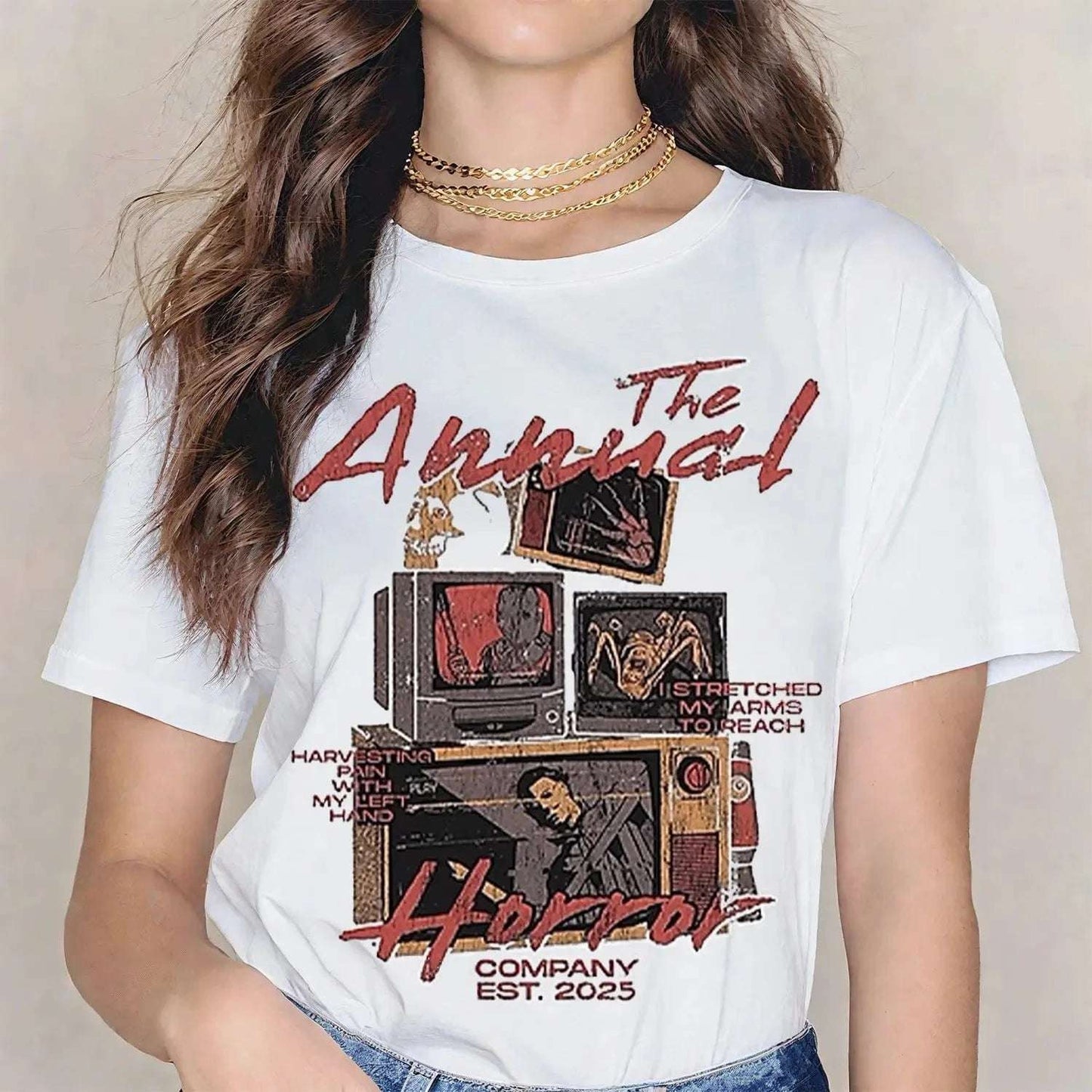 New Arrivals Short sleeve t-shirt 230g heavyweight cotton retro style TV graphic Unisex
