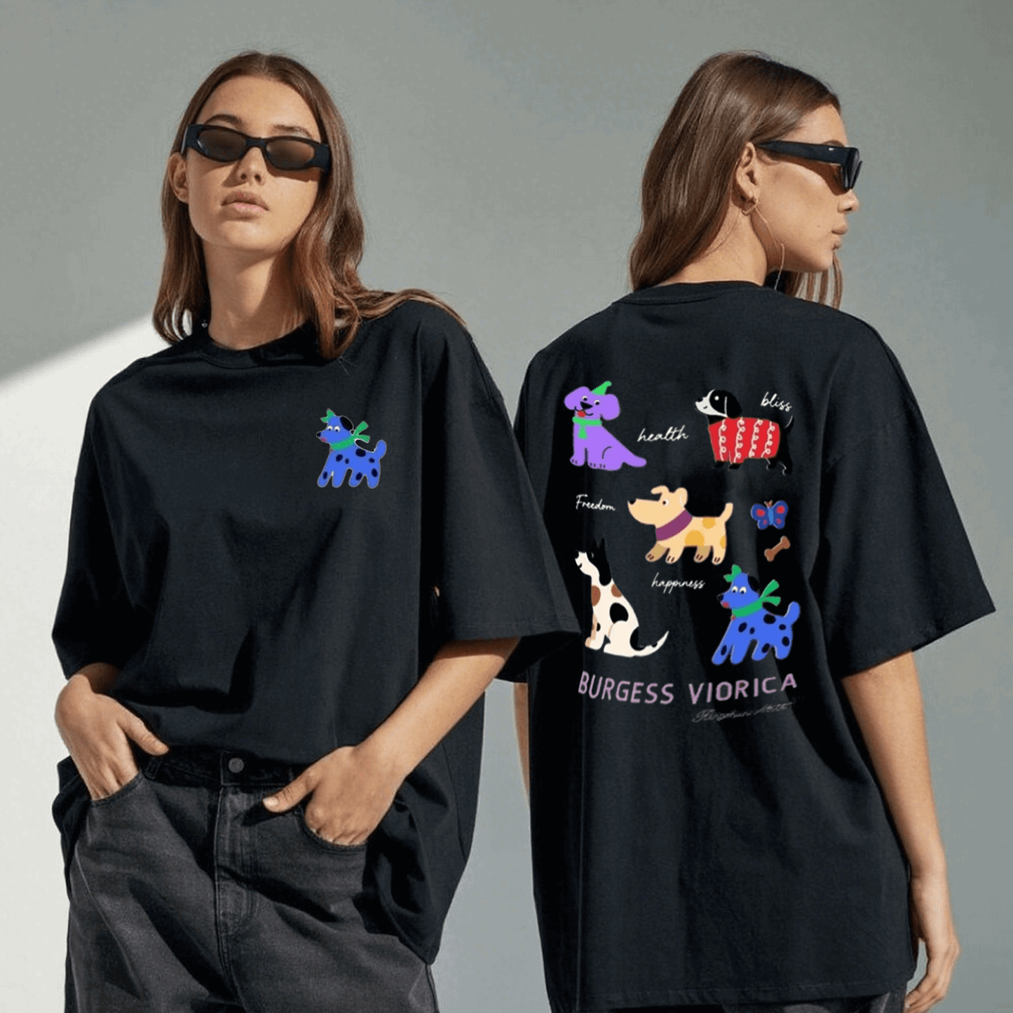 New Arrivals Heavy Embroidery 1.6 Million Stitches - Luminous Colorful Dog 100% Long-Staple Cotton 280g Soft Versatile T-Shirt