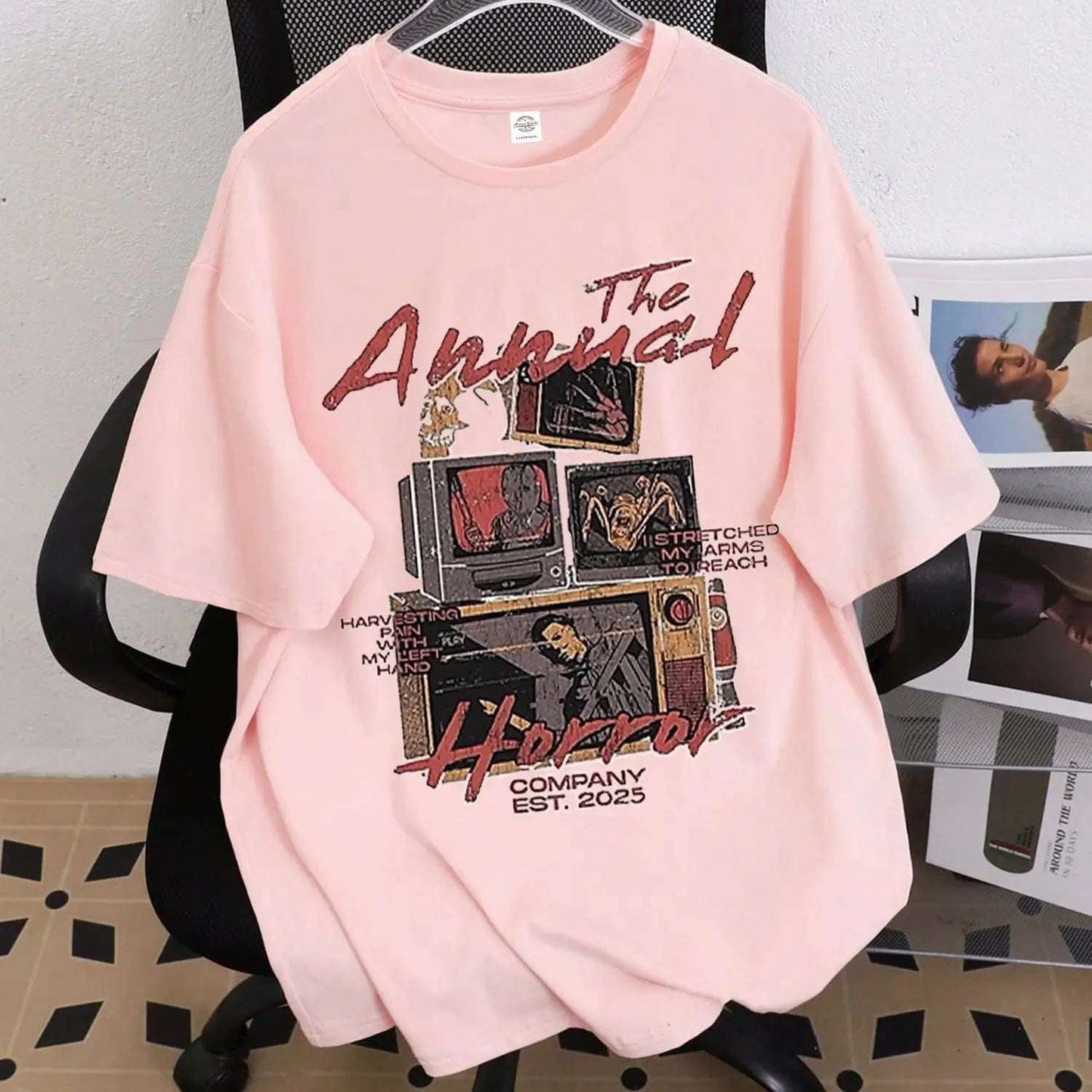 New Arrivals Short sleeve t-shirt 230g heavyweight cotton retro style TV graphic Unisex