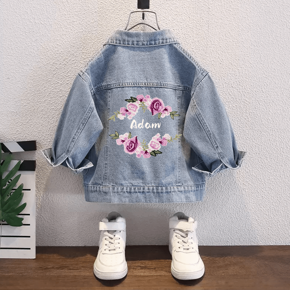 New Arrivals Children's Clothing Vintage washed denim jacket with customizable embroidery kids' wear