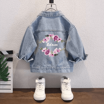 New Arrivals Children's Clothing Vintage washed denim jacket with customizable embroidery kids' wear