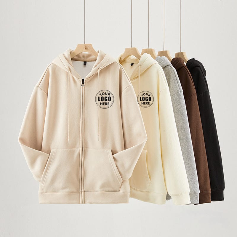 Customizable Logo Zip-Up Hoodie - A Stylish and Warm Winter Essential for All.
