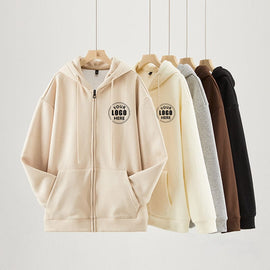 Customizable Logo Zip-Up Hoodie - A Stylish and Warm Winter Essential for All.