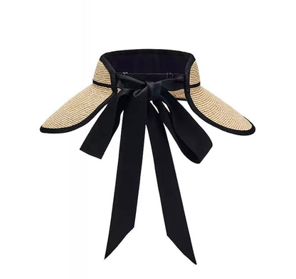 New Arrivals Natural Raffia Straw Sun Hat with Bow UV Protection & Vacation Ready