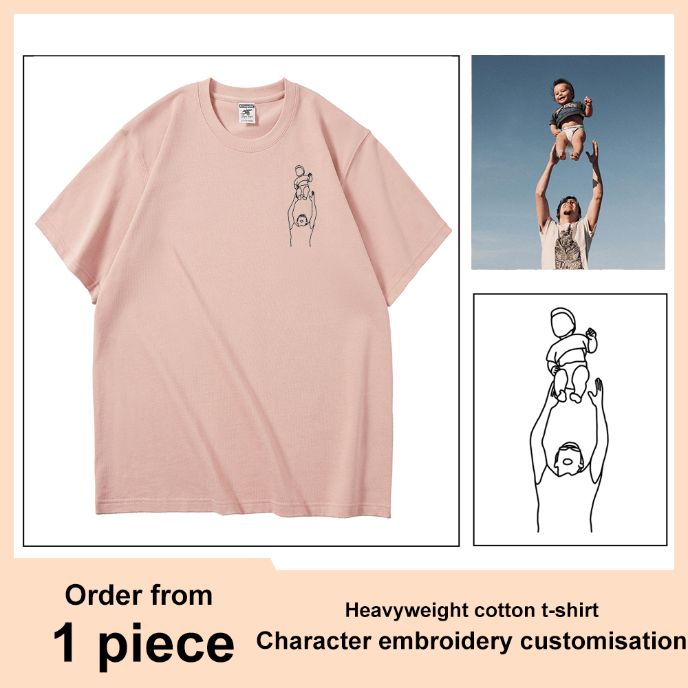 Mystichot Custom Embroidered Line Drawing T-shirt