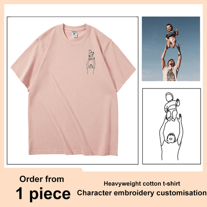 Mystichot Custom Embroidered Line Drawing T-shirt