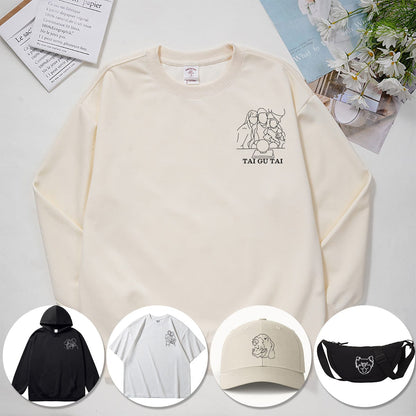 Personalised Embroidered Sweatshirts | Custom Line Drawing Hoodie | Unique Artistic Gift