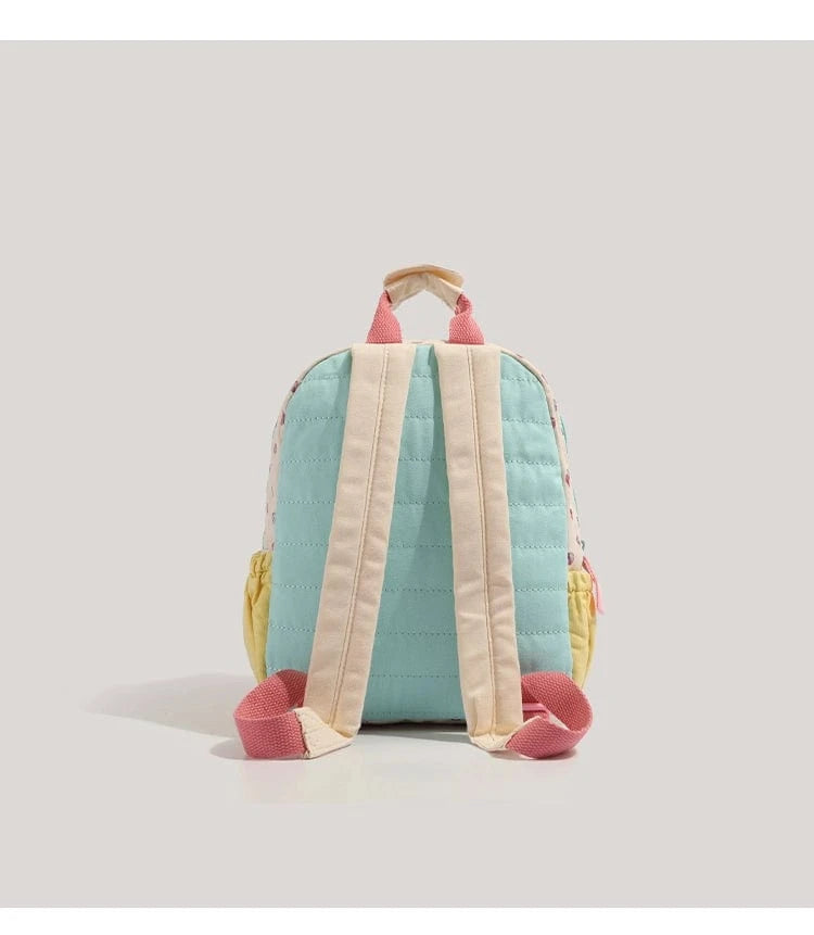 New Arrivals Kids' Strawberry Print Backpack - Dopamine Color-Block Cute Canvas Shoulder Bag