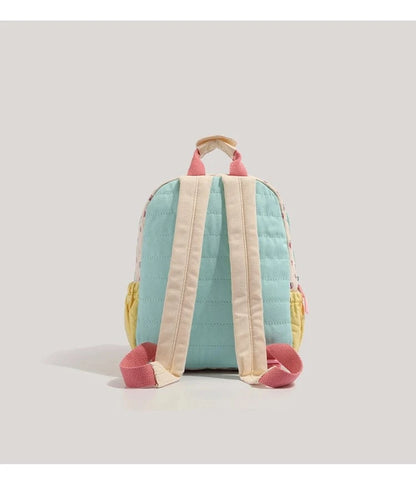 New Arrivals Kids' Strawberry Print Backpack - Dopamine Color-Block Cute Canvas Shoulder Bag