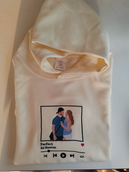 Mystichot Custom Embroidered Sweatshirt Portrait Music Player Couple Family Gift