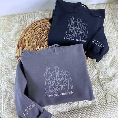 Couple's Line Embroidery Hoodie