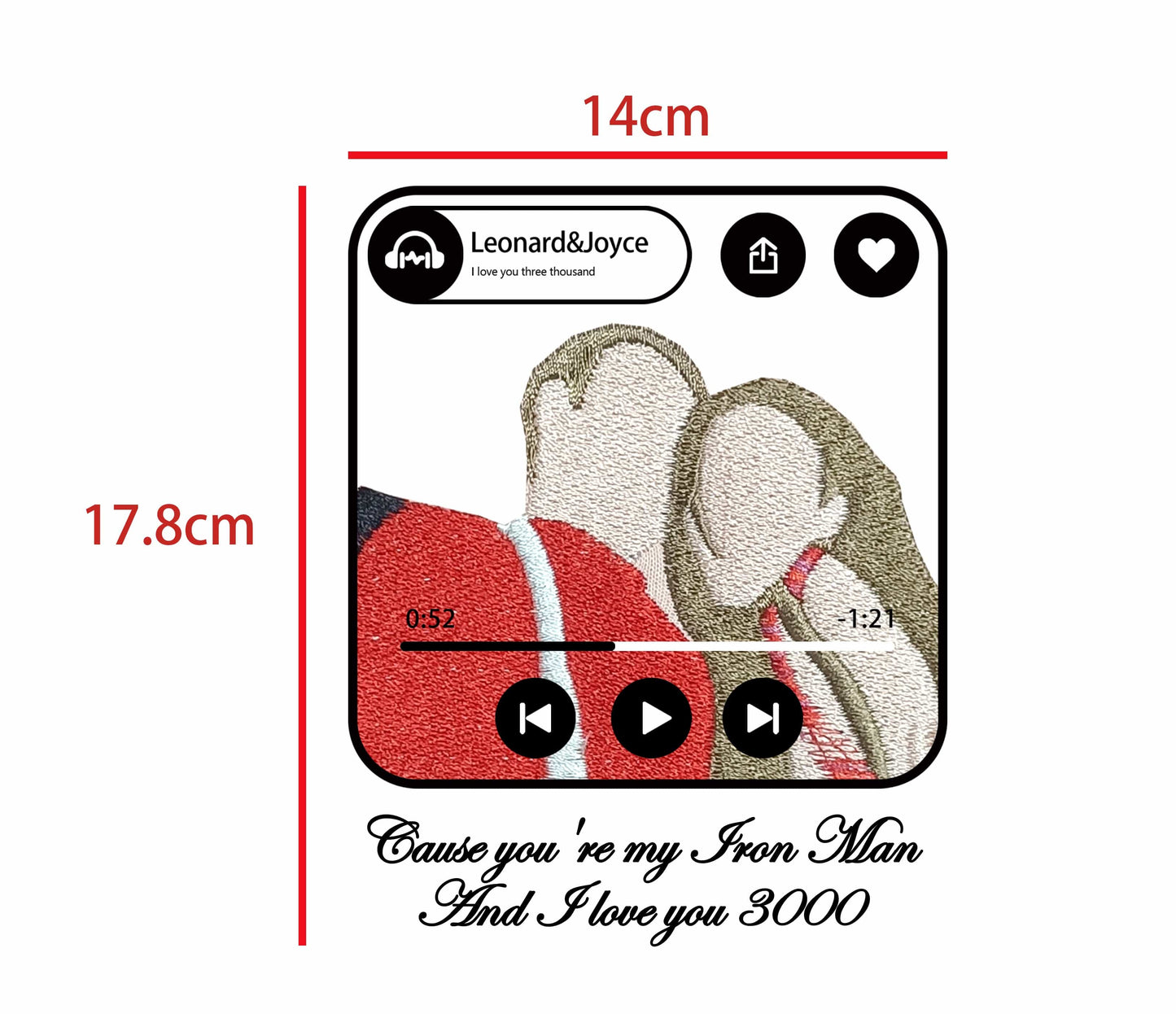 Custom Embroidered Sweatshirt Portrait Music Player Couple Family Gift