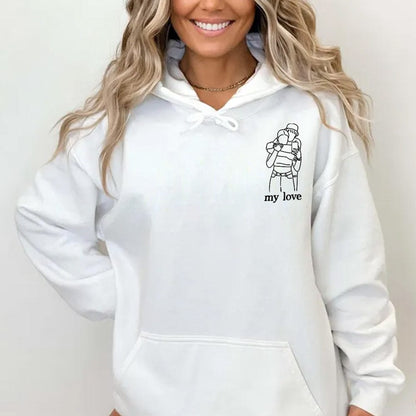 Couple's Line Embroidery Hoodie