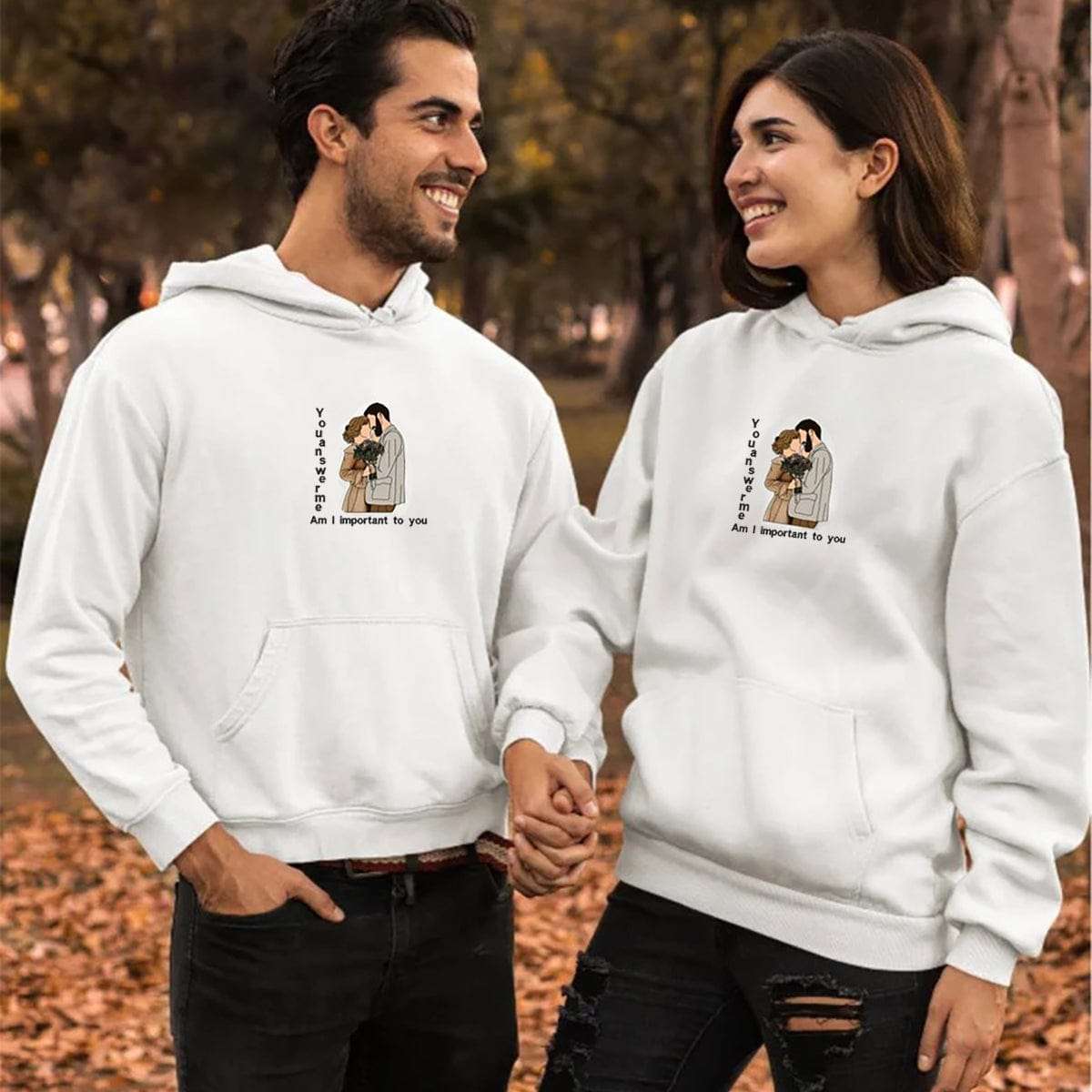 Guardian Love - Couple photos embroidered custom sweatshirt hoodie