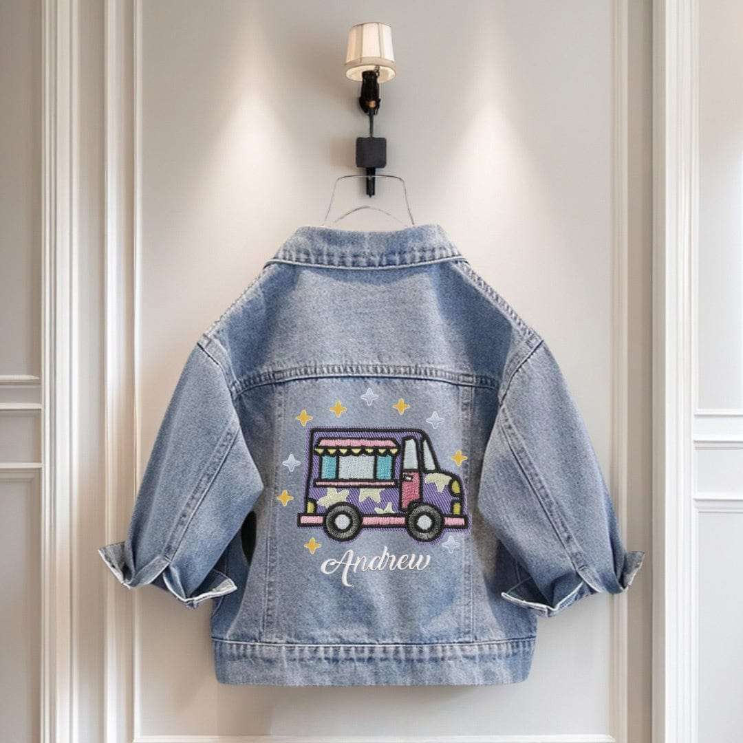 New Arrivals Children's Clothing Vintage washed denim jacket with customizable embroidery kids' wear