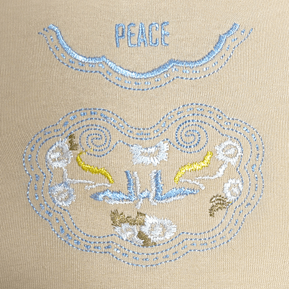 New Arrivals  Heavyweight Cotton T-shirt Auspicious Cloud Embroidery Symbolizing Good Luck and Happiness