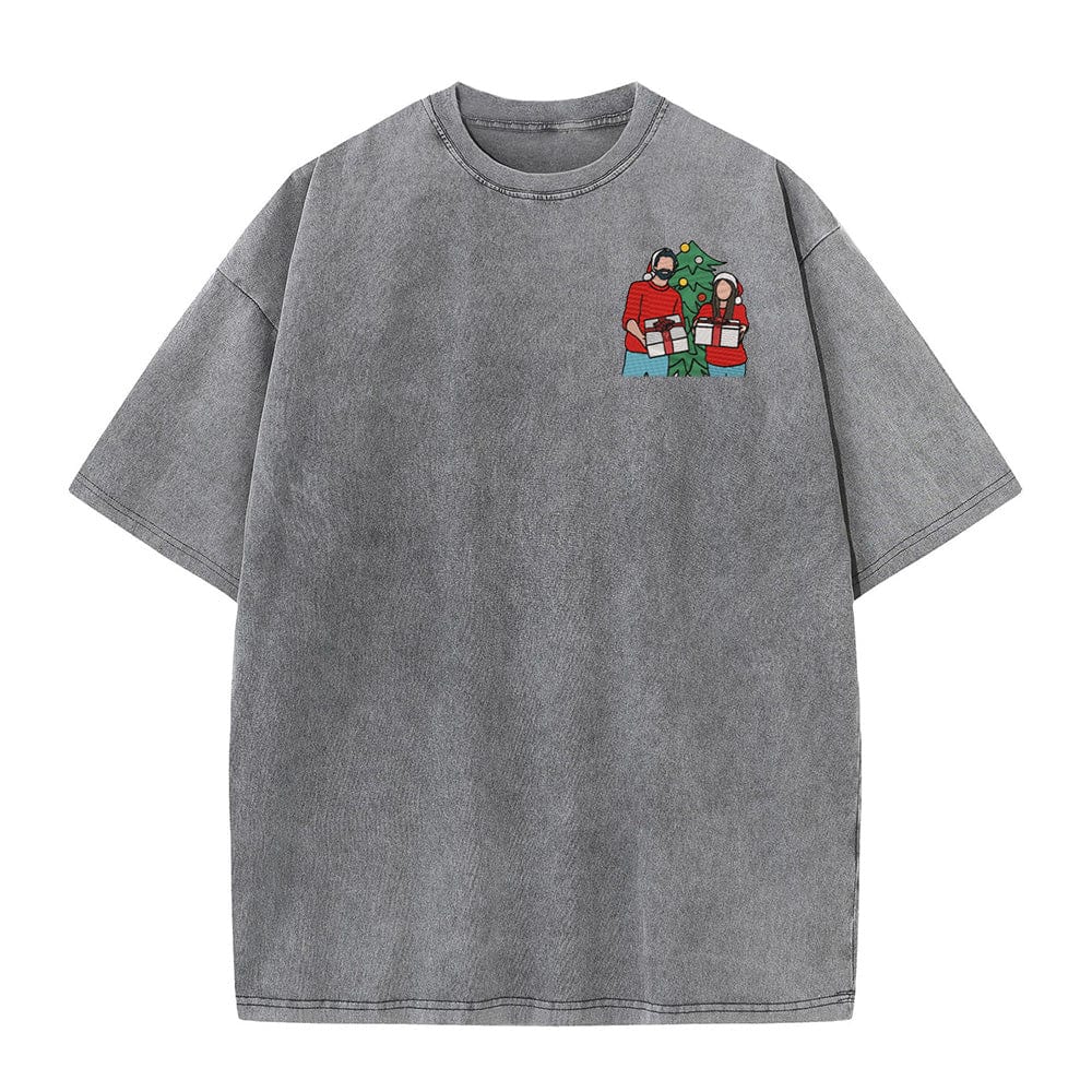 Wash T-shirt personalized embroidery - player, color embroidery, contour embroidery