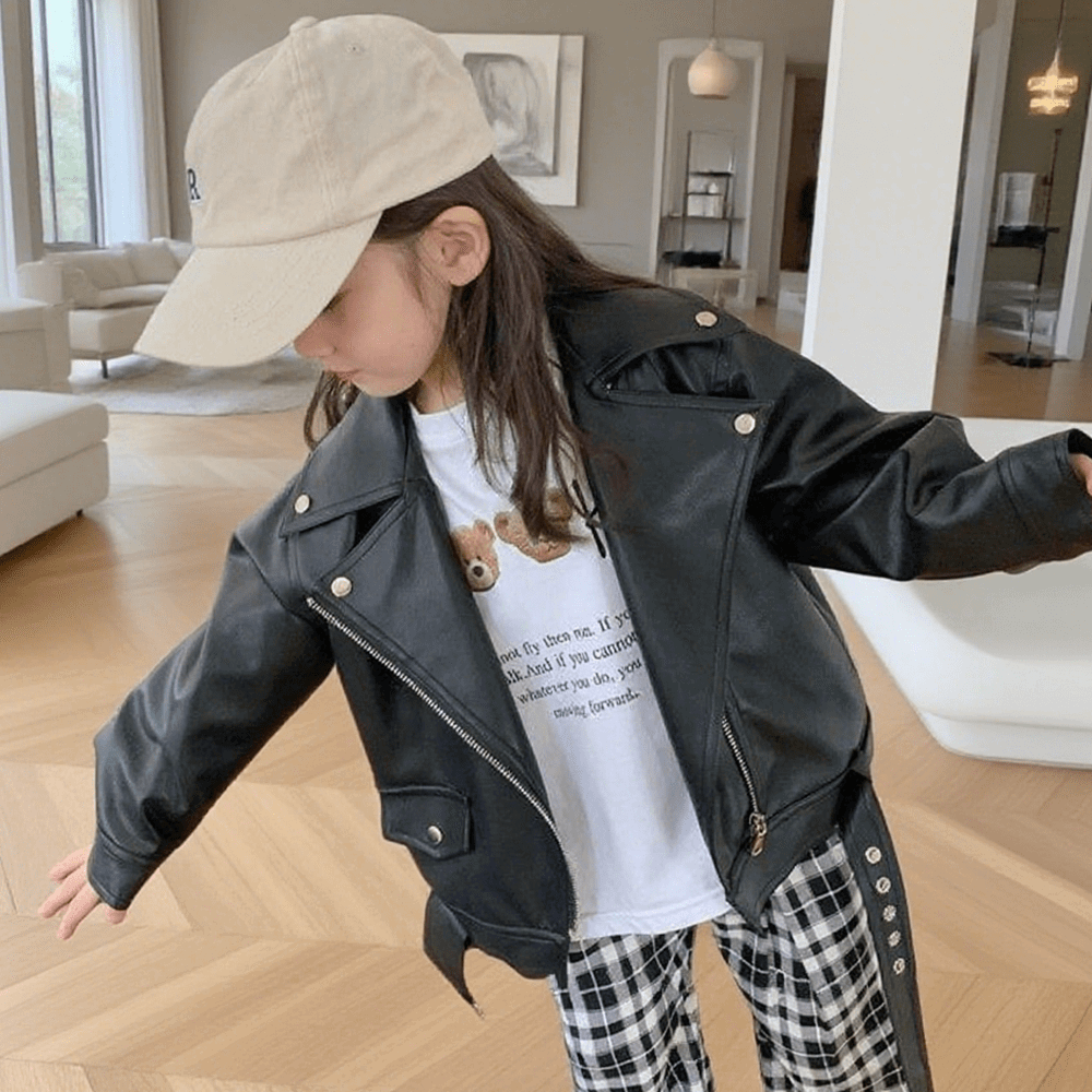 New Arrivals children's clothing PU Leather Jacket for Kids with Customizable Unisex design kids' wear