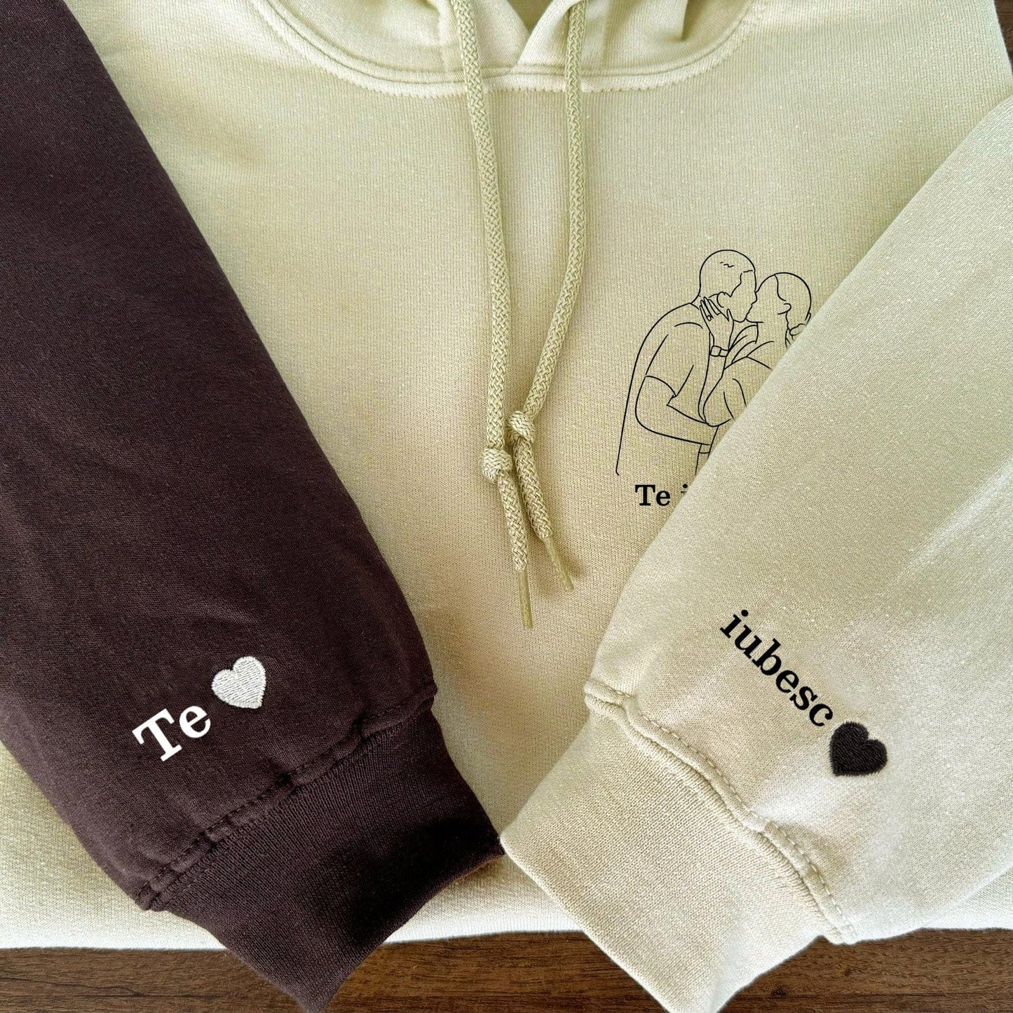 Custom Photo & Text Embroidered Couples Sweatshirt | Personalized Anniversary Gift 2026