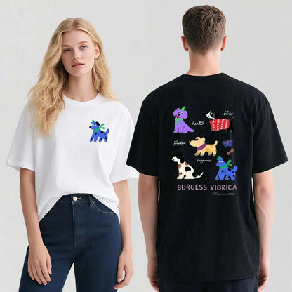 New Arrivals Heavy Embroidery 1.6 Million Stitches - Luminous Colorful Dog 100% Long-Staple Cotton 280g Soft Versatile T-Shirt