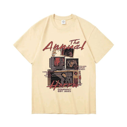 New Arrivals Short sleeve t-shirt 230g heavyweight cotton retro style TV graphic Unisex