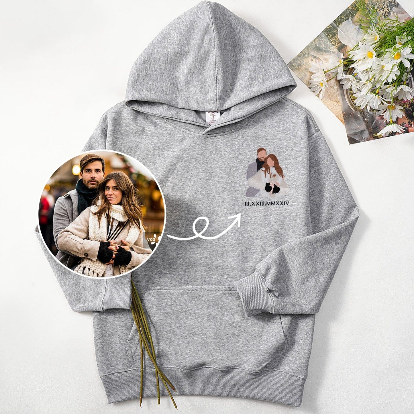 Custom Photo Roman date Embroidered Apparel