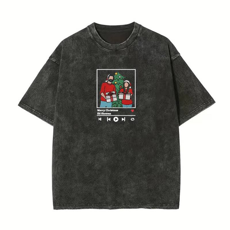 Wash T-shirt personalized embroidery - player, color embroidery, contour embroidery