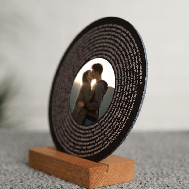 Personalized Music Photo Lyrics Circle Plaque, Acrylic Frame, Valentines Day Gift