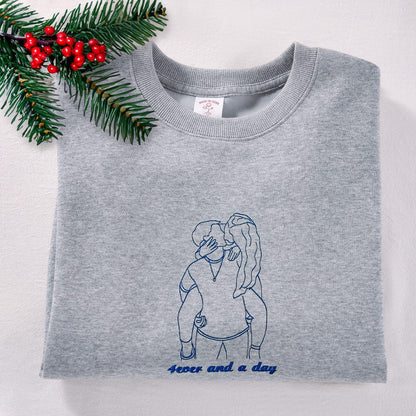 Couple's Line Embroidery Hoodie