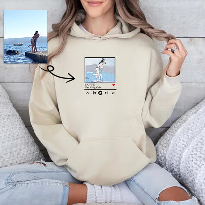 Mystichot Custom Embroidered Sweatshirt Portrait Music Player Couple Family Gift