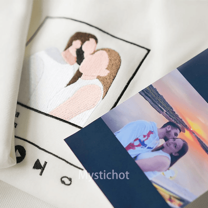 Mystichot Custom Embroidered Sweatshirt Portrait Music Player Couple Family Gift