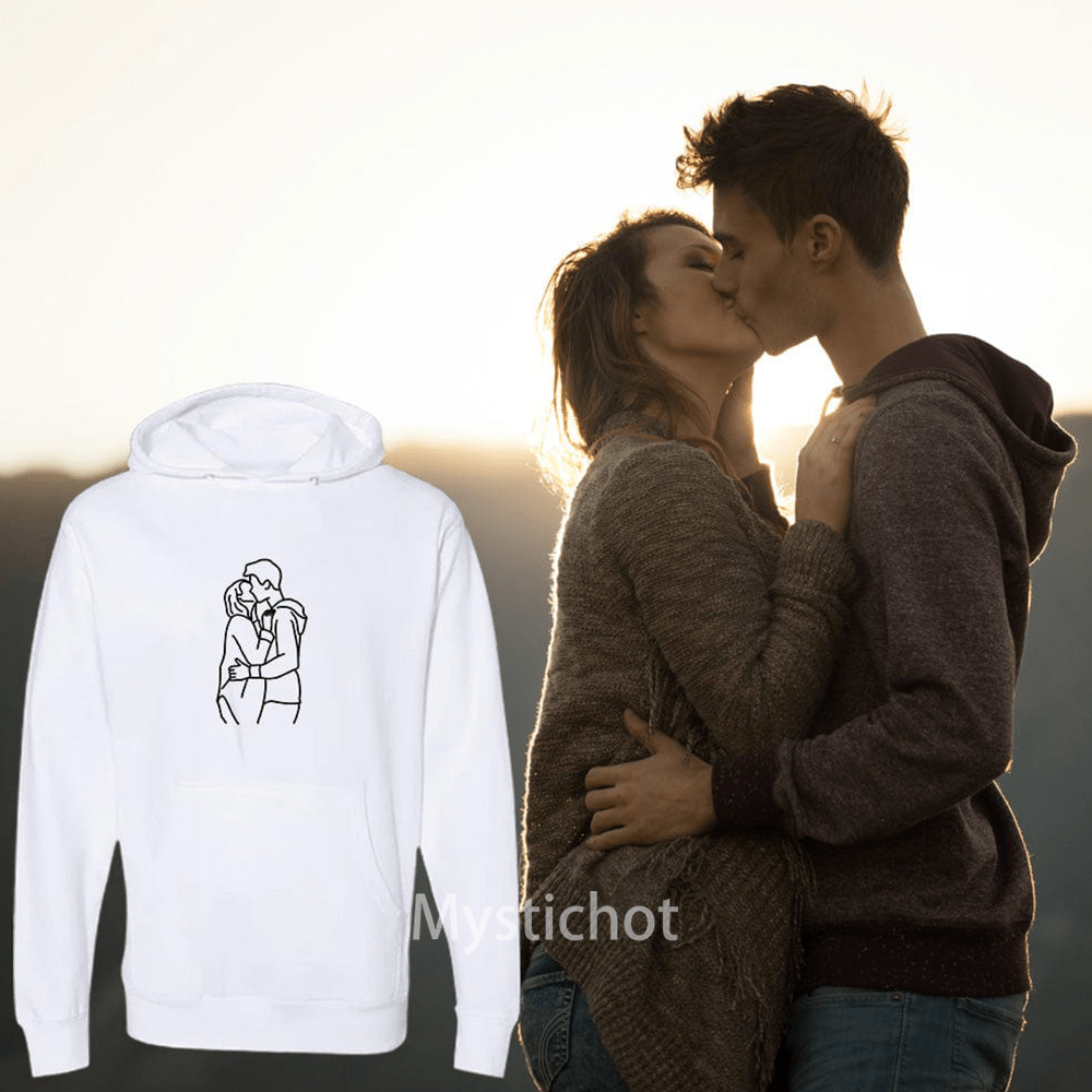 Personalised Embroidered Sweatshirts | Custom Line Drawing Hoodie | Unique Artistic Gift