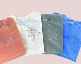 Custom Family T-Shirt: Embroidered Dad Fist Bump with Kids' Names – Perfect Father's Day Gift Tee