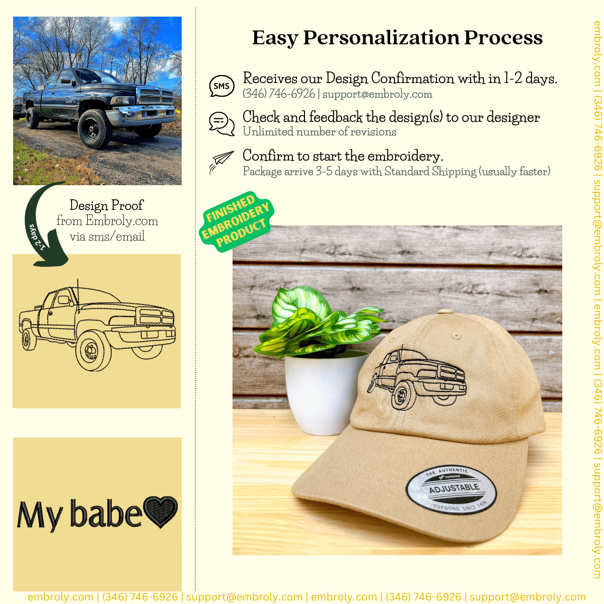 Custom embroidery Dad hat photo contours Custom embroidery