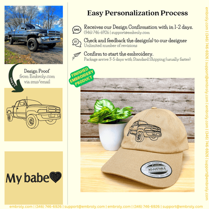 Custom embroidery Dad hat photo contours Custom embroidery