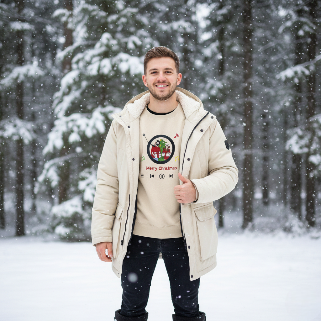 Mystichot Custom Embroidered Sweatshirt Portrait Music Player Couple Family Gift |  2025 New Arrivals