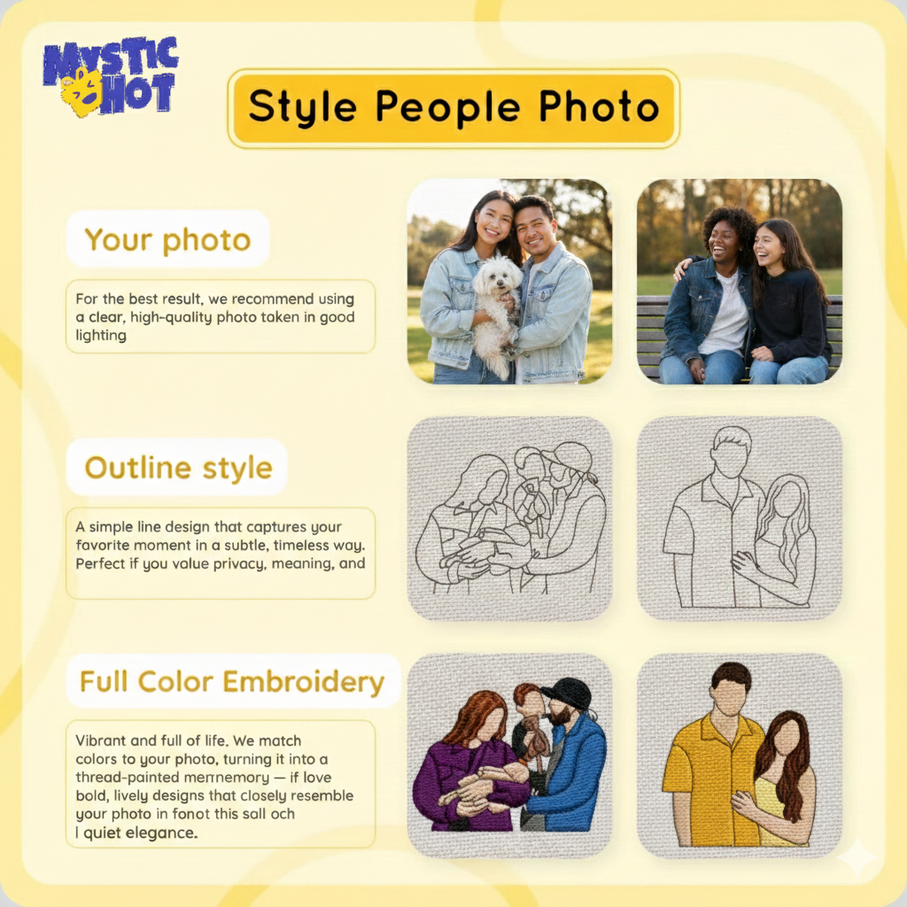 Mystichot Custom Embroidered Sweatshirt Portrait Music Player Couple Family Gift |  2025 New Arrivals