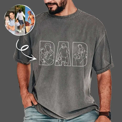 Outline Portrait T-Shirt Personalized Gift for Dad Capture the moment on Shirt