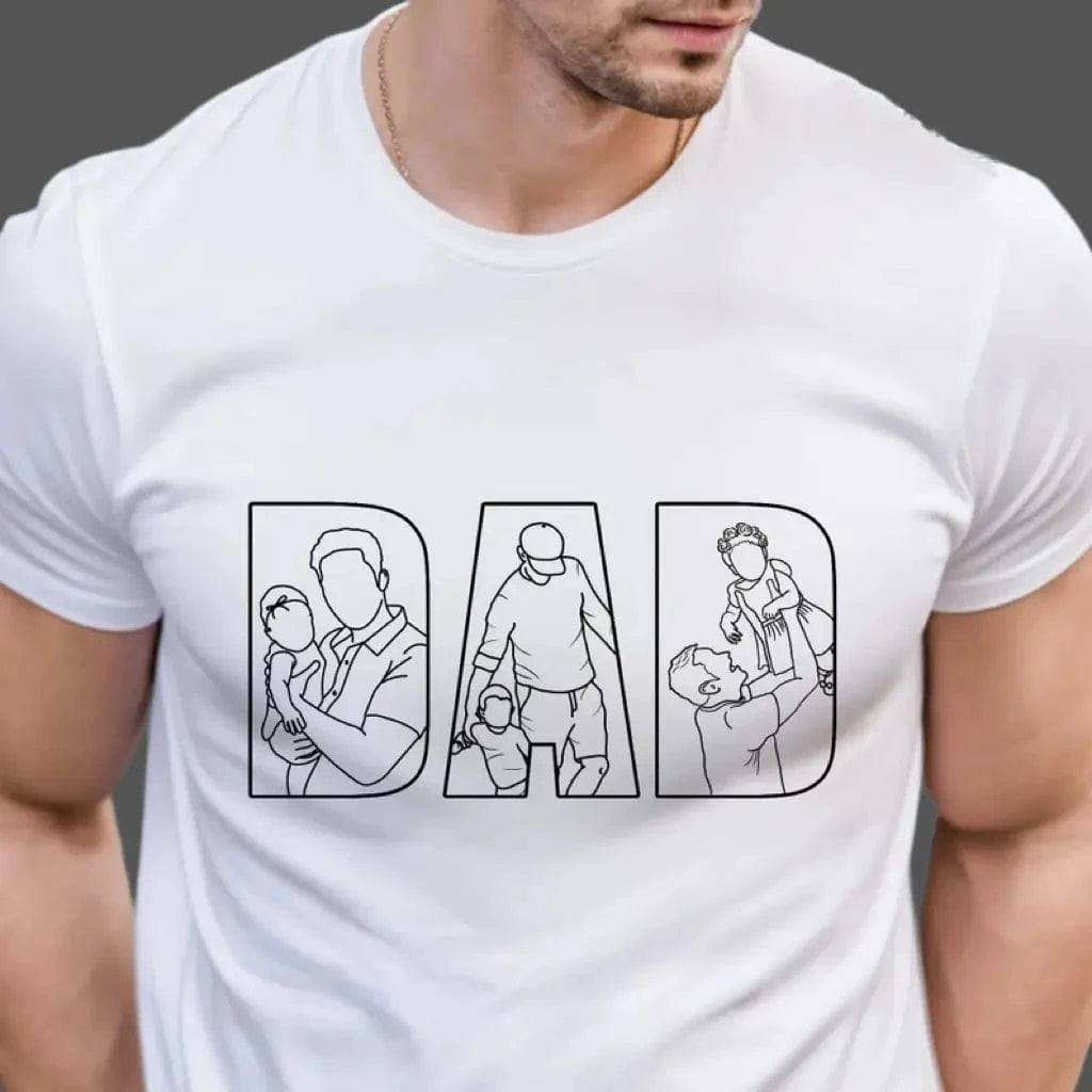 Outline Portrait T-Shirt Personalized Gift for Dad Capture the moment on Shirt