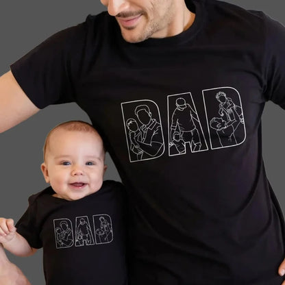 Outline Portrait T-Shirt Personalized Gift for Dad Capture the moment on Shirt