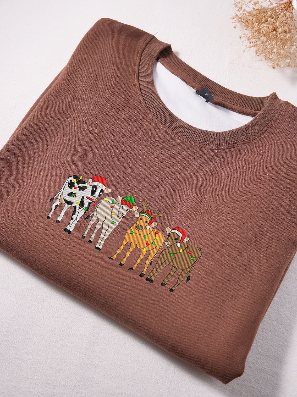 Mystichot Embroidered Sweatshirt Hoodie - Christmas Cartoon Style