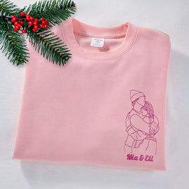 Couple's Line Embroidery Hoodie