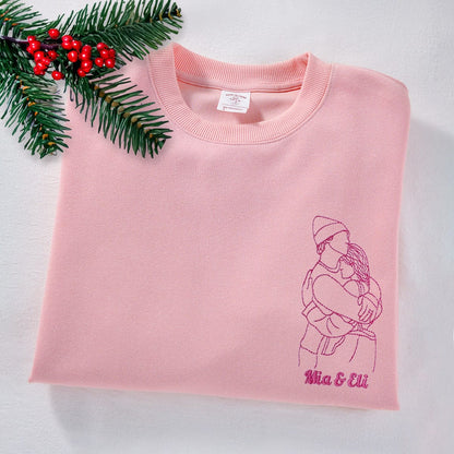 Couple's Line Embroidery Hoodie