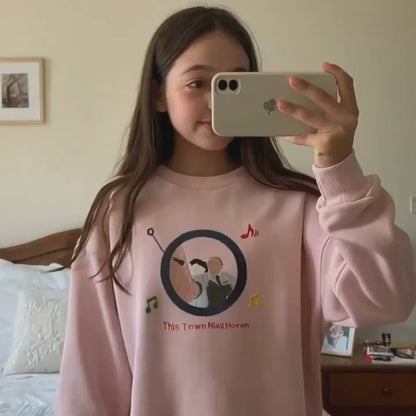 Mystichot Custom Embroidered Sweatshirt Portrait Music Player Couple Family Gift |  2025 New Arrivals