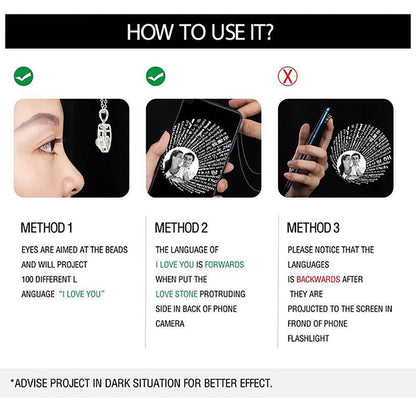 I Love You in 100 Languages Projection Photo Sliver Necklace